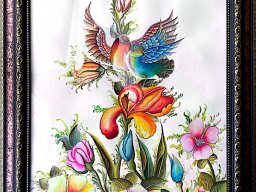 نقاشی گل و مرغ